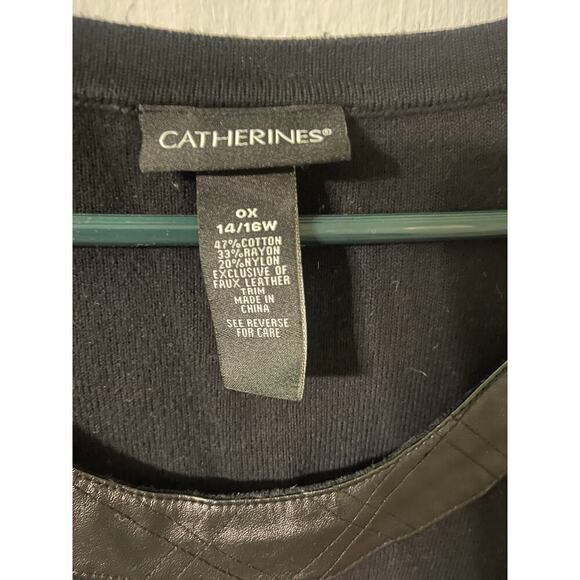 Catherine’s Sweater Shell With Quilted Faux Leather Trim - Picture 3 of 3